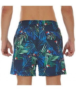 Men's Swim Trunks Quick Dry Athletic Swimwear Shorts with Mesh Lining and Pockets - Bird/Leaf - C8199I40TD7 $15.61-Board Shorts