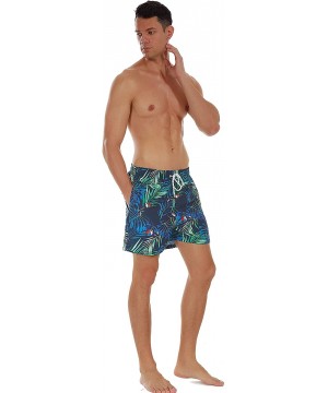 Men's Swim Trunks Quick Dry Athletic Swimwear Shorts with Mesh Lining and Pockets - Bird/Leaf - C8199I40TD7 $15.61-Board Shorts