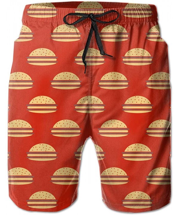 Extreme Comfort Swim Trunks Big &Tall Half Pants for Men Boy Fast Dry Sportwear - Hamburgers Red - CU18QMUCG7T $23.16-Board S...