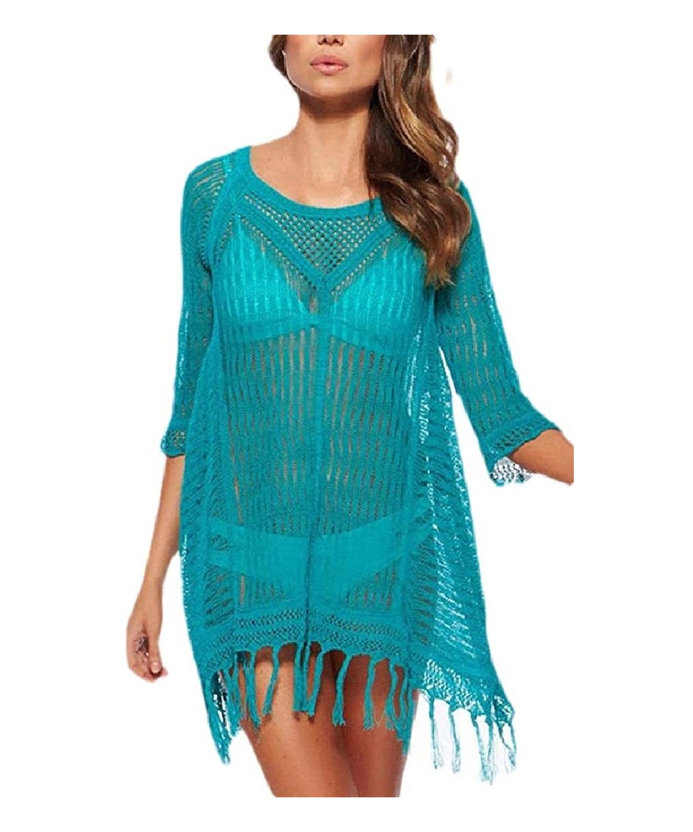 Women's Beach Tops Sexy Perspective Cover Dresses Bikini Cover-up - 1 - CF190EEW0HT $21.46-Cover-Ups