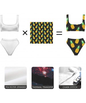 Women's Bikini Sets Low Scoop Swimsuits Summer Teens Bathing Suits Cheeky Bottom - Vintage Sunflower - C0194K93ETM $19.19-Sets