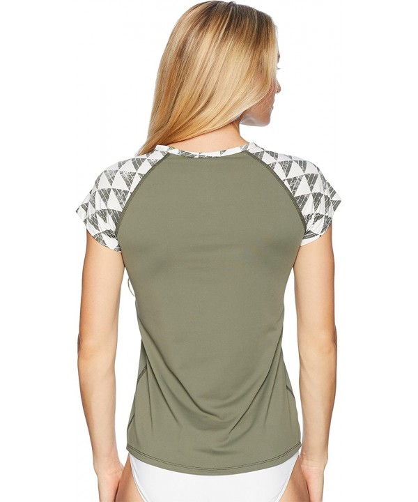 Women's Belles Beach Rashguard - Olive/Olive Triangles - C4183RAC3OR $34.72-Rash Guards