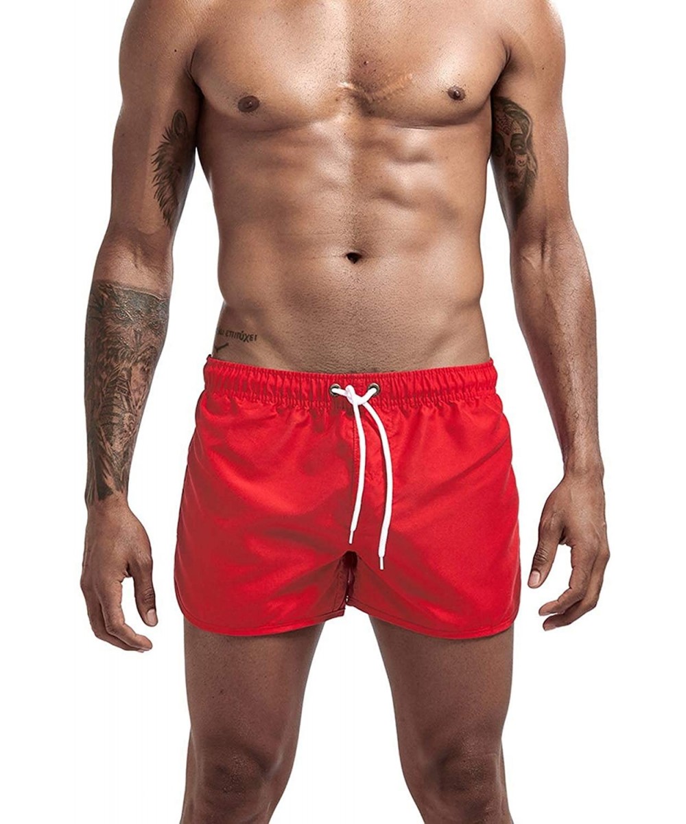 Men's Sport Running Beach Short Board Pantsell Swim Trunk Pants Quick-Drying Movement Surfing Shorts - Red - C418UDGOKWI $36....