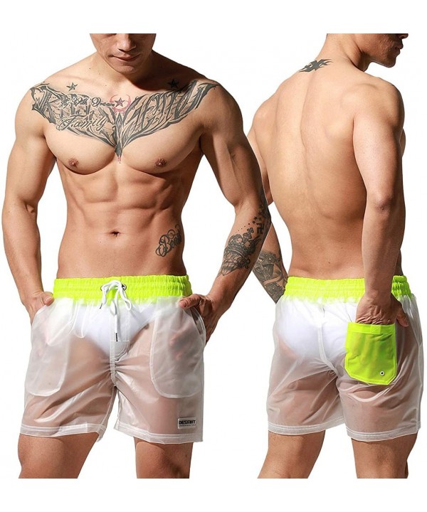 Mens Board Shorts Swimsuits Swim Trunks Long Beach wimwear with Mesh Liner Pocket - Z Yellow - CG199S88R89 $23.09-Board Shorts