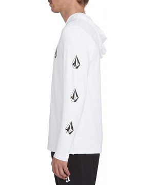 Men's Deadly Stones Long Sleeve UPF 50+ Hooded Rashguard - White - CS18WMXX54E $50.45-Rash Guards