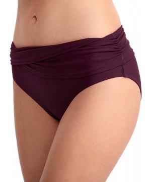 Women's Swim Bottoms Full Coverage Ruched Hipster Bikini Bottoms Tankini Swimsuit Briefs Shorts - A-burgundy - CW18RO7326L $1...