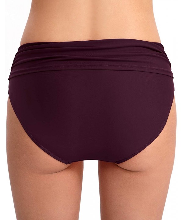 Women's Swim Bottoms Full Coverage Ruched Hipster Bikini Bottoms Tankini Swimsuit Briefs Shorts - A-burgundy - CW18RO7326L $1...