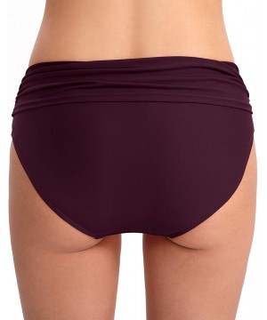 Women's Swim Bottoms Full Coverage Ruched Hipster Bikini Bottoms Tankini Swimsuit Briefs Shorts - A-burgundy - CW18RO7326L $1...