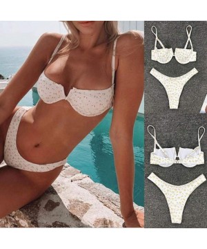 Bikini Swimsuits Women High Waisted Sexy Push Up Scrunch Butt Padded Bra - CN199Y3WSUT $12.80-Sets