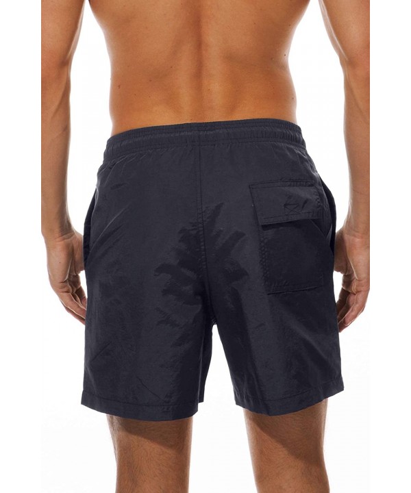 Mens Swim Trunks 16" with Side Pockets 100% Polyester- Summer Casual Swim Shorts for Men - Solid Charcoal - C7194ONLYCL $22.4...