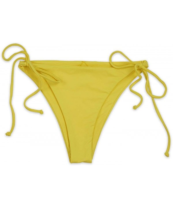 Women's Seamless Adjustable Side Ties with Low-Waist Fit Cheeky Coverage Bikini Bottom Bathing Swimsuit - Yellow - CE18LLR9Z9...