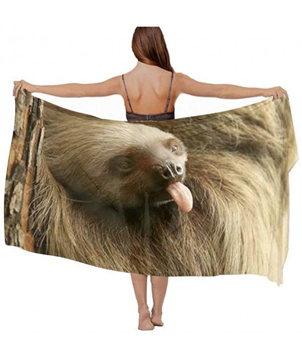 Women Chiffon Scarf Shawl Wrap Sunscreen Beach Swimsuit Bikini Cover Up - Sloth Mom and Baby - C71908S33XD $26.84-Cover-Ups