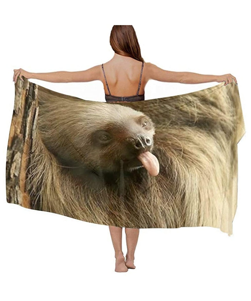 Women Chiffon Scarf Shawl Wrap Sunscreen Beach Swimsuit Bikini Cover Up - Sloth Mom and Baby - C71908S33XD $26.84-Cover-Ups