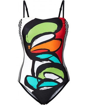 2020 Floral Triangular Geometry V Neck One-Piece Backless Swimwear - Green - CD18OT2KZU0 $21.80-Sets