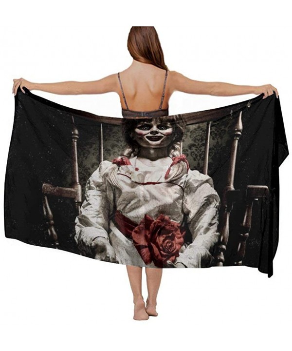 Women Fahion Swimsuit Bikini Cover Up Sarong- Party Wedding Shawl Wrap - Scary Horror Girl Doll Black - CT19C6N7MZS $23.47-Co...