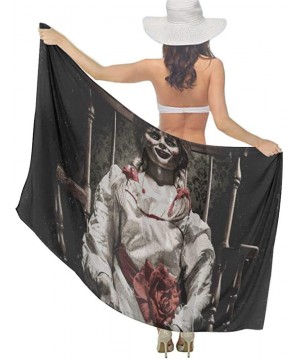 Women Fahion Swimsuit Bikini Cover Up Sarong- Party Wedding Shawl Wrap - Scary Horror Girl Doll Black - CT19C6N7MZS $23.47-Co...