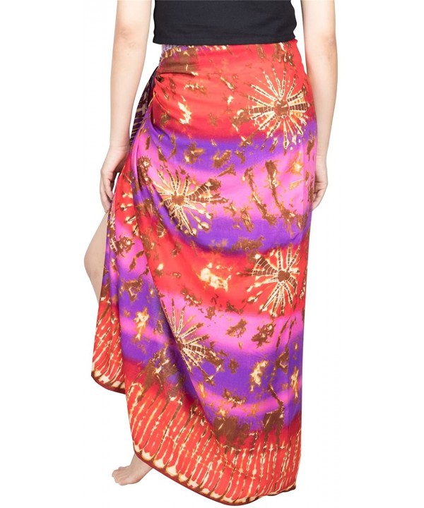 Women's Beach Pareo Sarong Fringeless Wrap - Design 4 Purple & Pink - C6187GUZSTD $12.45-Cover-Ups