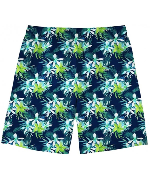 Quick Drying Summer Beachwear Mens Boys Swim Trunks Board Shorts Mesh Lining Breechcloth - Floral Green - C519645H3WH $23.38-...