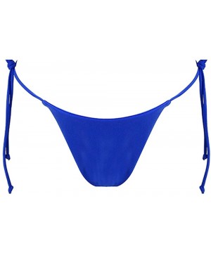 Women's Sexy Halter Thong Bikini Bottom Micro String Tanning Bikini Bottom Swimsuit - Blue - CR197RTX004 $10.14-Tankinis