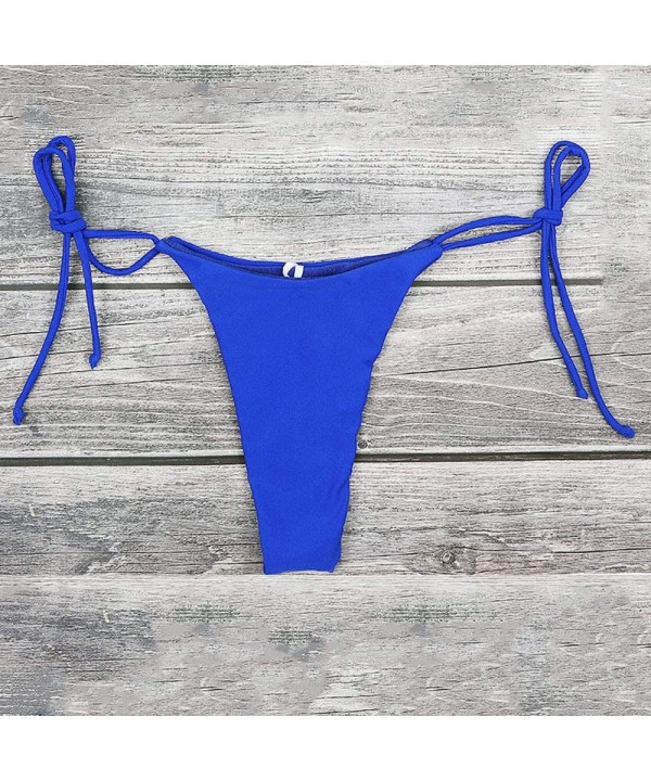 Women's Sexy Halter Thong Bikini Bottom Micro String Tanning Bikini Bottom Swimsuit - Blue - CR197RTX004 $10.14-Tankinis