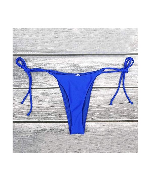 Women's Sexy Halter Thong Bikini Bottom Micro String Tanning Bikini Bottom Swimsuit - Blue - CR197RTX004 $10.14-Tankinis