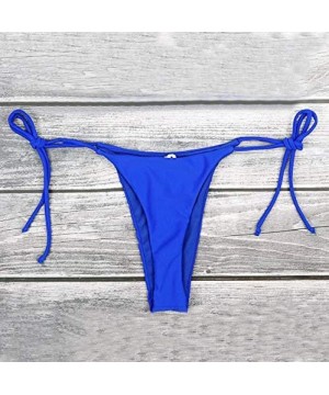 Women's Sexy Halter Thong Bikini Bottom Micro String Tanning Bikini Bottom Swimsuit - Blue - CR197RTX004 $10.14-Tankinis