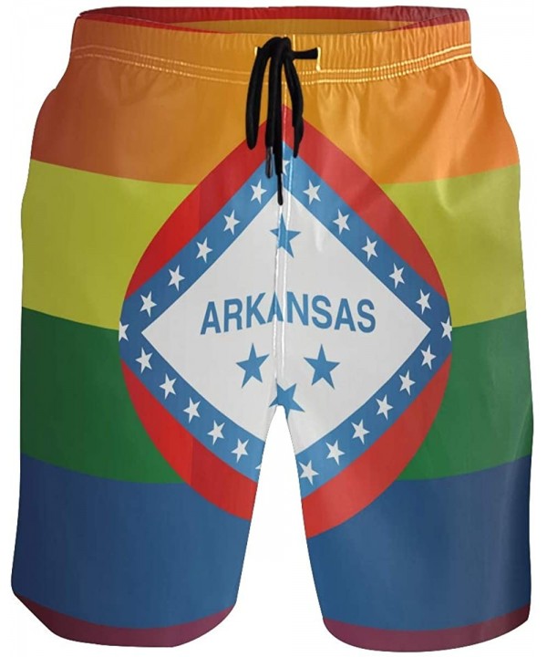 Men's Quick Dry Swim Trunks with Pockets Beach Board Shorts Bathing Suits - Grunge Arkansas and Gay Flags - CK195W3XZ7T $29.4...