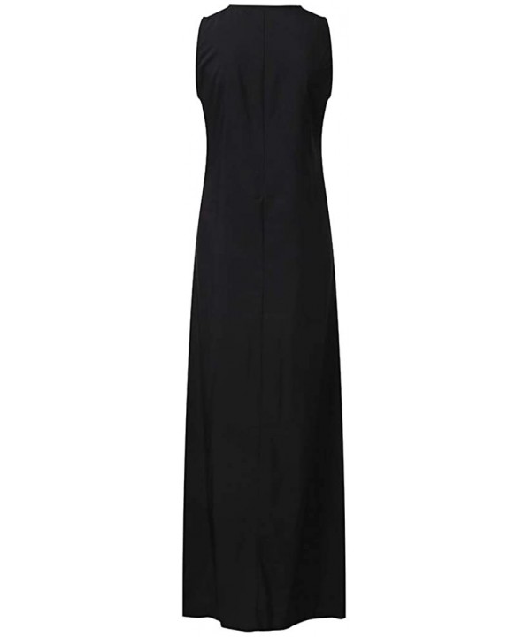 Women's Sleeveless V-Neck Floor-Length Casual Dress with Pockets - F-rose Bk - C11986QL5R5 $16.99-Cover-Ups