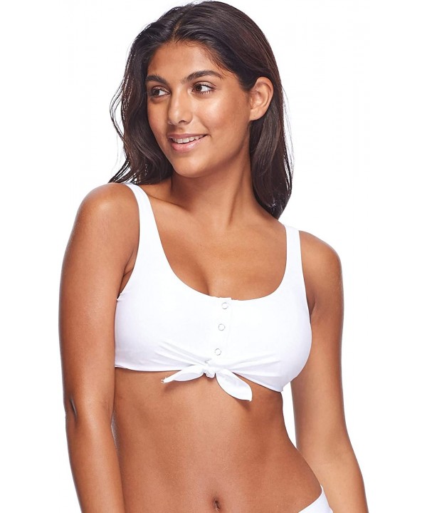 Women's Smoothies Kate Solid Crop Bikini Top Swimsuit with Front Tie - Smoothie Snow - CV18Z05HSA9 $34.98-Tops