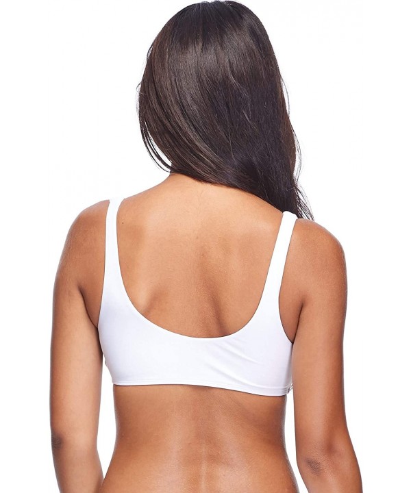 Women's Smoothies Kate Solid Crop Bikini Top Swimsuit with Front Tie - Smoothie Snow - CV18Z05HSA9 $34.98-Tops