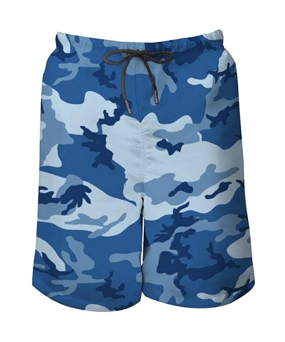 Men's Fashion Casual Swim Trunks Summer Beach Shorts with Mesh Lining - Sea Blue Army Camouflage 3d Print - CQ199QER0NL $40.0...