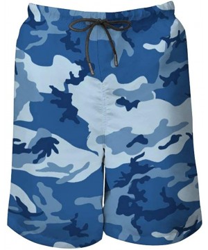 Men's Fashion Casual Swim Trunks Summer Beach Shorts with Mesh Lining - Sea Blue Army Camouflage 3d Print - CQ199QER0NL $40.0...