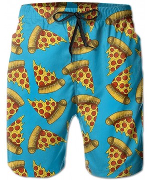 Men's Hawaiian Beach Shorts 3D Printed Swim Trunks Quick Dry Surf Bathing Suit - Pizza Life - CA18UI0TLU5 $30.81-Board Shorts