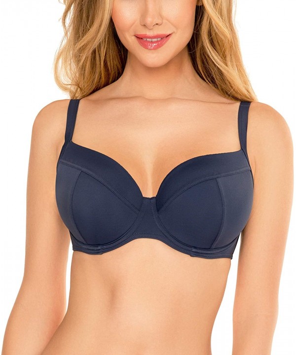 Underwired Smooth Padded Bikini Top 3214 - Dark Blue - C3196RMC8QN $26.63-Tops