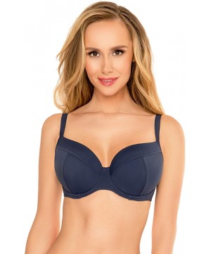 Underwired Smooth Padded Bikini Top 3214 - Dark Blue - C3196RMC8QN $26.63-Tops