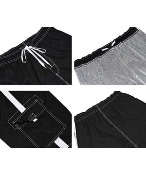 Men's Quick Dry Swim Trunks Side Stripe Bathing Suit Board Shorts with Mesh Lining Cargo Pockets - Grey - CC18RNWIA0U $14.92-...