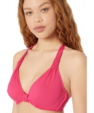 Women's F Cup Halter Bikini Top Swimsuit - Persian Pink - CM18KHHOZET $51.64-Tops