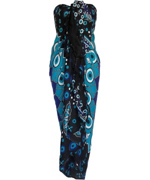 Mandala Sarong Wraps from Bali Beach Cover Up - Feathers Black/Blue - C4194WSHKQN $15.72-Cover-Ups