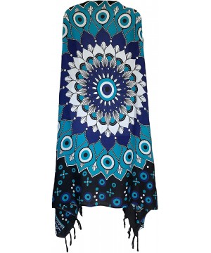 Mandala Sarong Wraps from Bali Beach Cover Up - Feathers Black/Blue - C4194WSHKQN $15.72-Cover-Ups