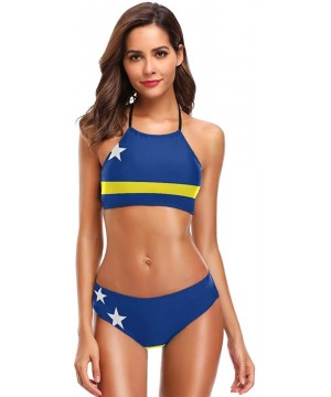 Flag 2 PC Swimsuits Woman Bikini High Neck Swimwear S-3XL - Multi 3 - CB18NKHUWQX $26.29-Sets