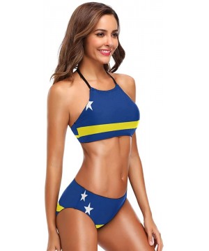 Flag 2 PC Swimsuits Woman Bikini High Neck Swimwear S-3XL - Multi 3 - CB18NKHUWQX $26.29-Sets