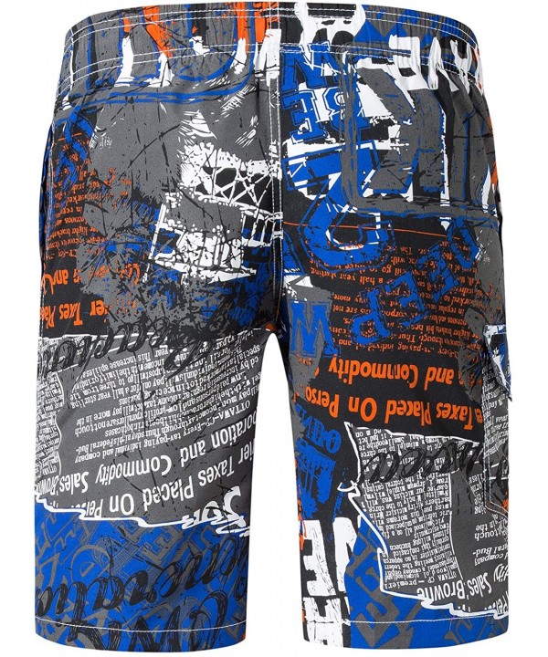 Men's Swim Trunks Quick Dry Beach Board Shorts Printed with Mesh Lining - B-blue - CX18OW5HIOH $16.85-Board Shorts