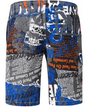 Men's Swim Trunks Quick Dry Beach Board Shorts Printed with Mesh Lining - B-blue - CX18OW5HIOH $16.85-Board Shorts