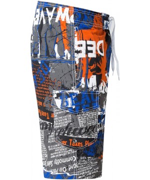 Men's Swim Trunks Quick Dry Beach Board Shorts Printed with Mesh Lining - B-blue - CX18OW5HIOH $16.85-Board Shorts