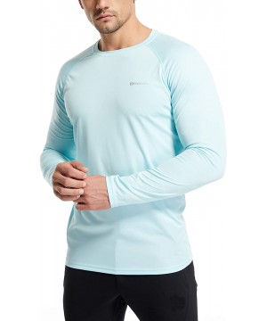 Mens UPF 50+ Swim Shirts Outdoor Long Sleeve Sun Protection Workout Shirts for Athletic-Running-Fishing-Hiking - Lake - C118W...