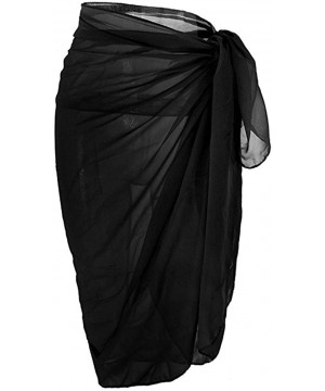 Women's Summer Swimwear Chiffon Cover up Beach Sarong Pareo Bikini Swimsuit Wrap - Black - CD18CMKZZ7D $10.14-Cover-Ups