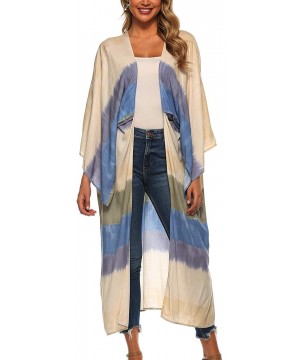 Women's Chiffon Kimono Loose Cardigan Lightweight Cover Up - 9102 Grey - CF18Q2S2AX9 $21.44-Cover-Ups