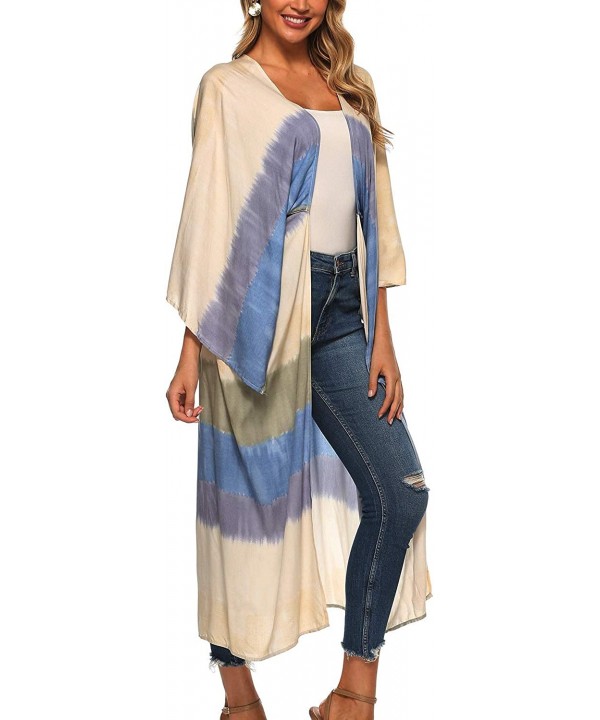 Women's Chiffon Kimono Loose Cardigan Lightweight Cover Up - 9102 Grey - CF18Q2S2AX9 $21.44-Cover-Ups