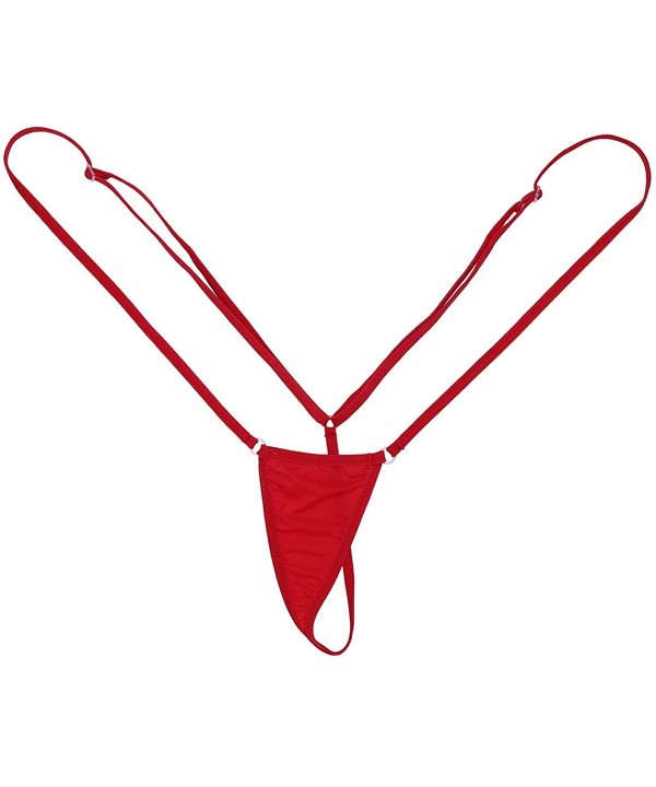 Women Sexy Slingshot Sheer Micro Bikini Teddy Lingerie G-String Thong Set - Red - CC17AZGALTN $10.97-Sets