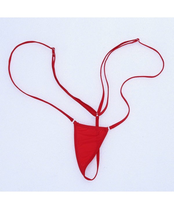 Women Sexy Slingshot Sheer Micro Bikini Teddy Lingerie G-String Thong Set - Red - CC17AZGALTN $10.97-Sets